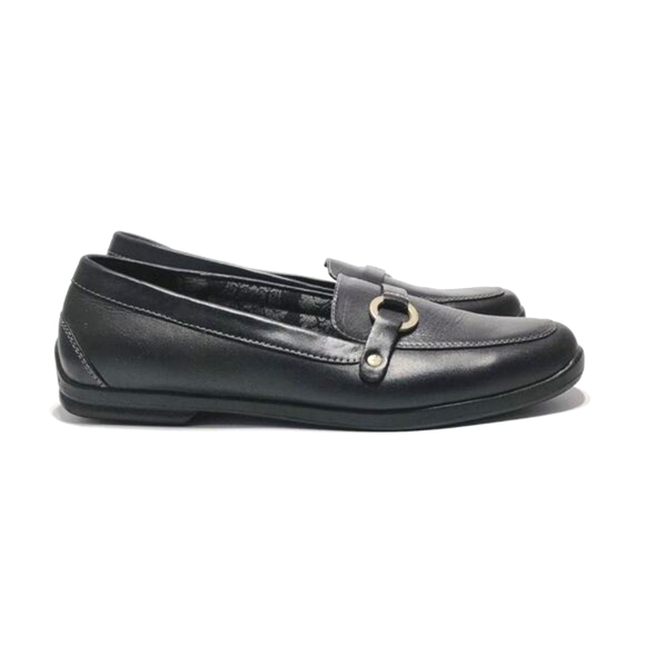 Grasshoppers Women's Black Leather Comfort Flats Size 8.5 Business Casual Loafer - Picture 6 of 8